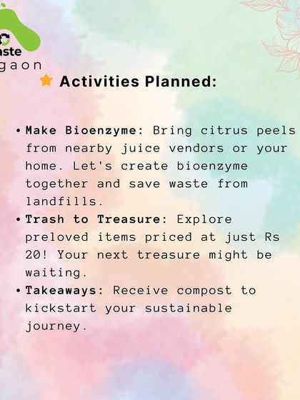 A breakdown of the activities at our ZWG meet-up. We teach you how to make bio-enzymes, host a thrift sale, and provide compost to get you started on your zero-waste journey.