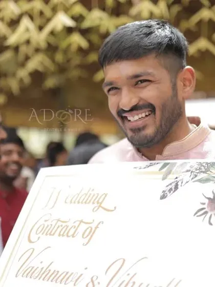It's the personal touches that make a wedding truly yours. We love creating fun and quirky elements like this custom wedding contract, adding a moment of laughter and personality to the groom's welcome ceremony.