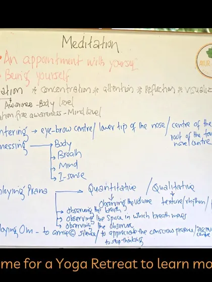 A look at our whiteboard during a meditation methodology class. We break down complex concepts like centering, witnessing, and employing prana to make them practical and understandable for all students.