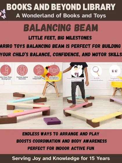 The Ariro Balancing Beam is a versatile wooden toy that helps children improve balance and body awareness. The pieces can be arranged in endless ways for creative and active indoor fun.