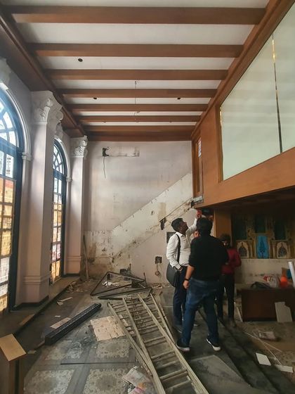 An early site visit to the Eka project in Kala Ghoda. The space, with its grand arched windows and original columns, was steeped in history, providing a rich canvas for us to work with.