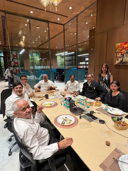 Our first weekly lunch after a holiday break, held at the inspiring new office of Mr. Vikas Singh, Senior Advocate. It felt great to regroup and share in the camaraderie.