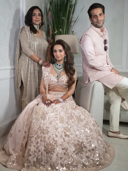 It was a pleasure styling for the Mehendi night of Alekha Advani and Aadar Jain. Here is a beautiful family portrait with Tina Ambani, where I focused on creating a cohesive, elegant look that felt both celebratory and sophisticated.