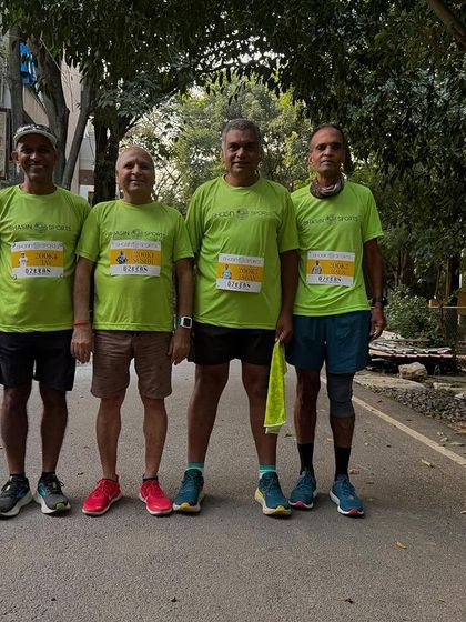 The team at the starting point of the Deccan 200 Miler. Before the 320-kilometer journey begins, the four athletes stand together, ready for the challenge ahead.