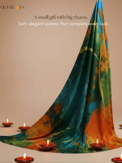 I believe art shouldn't be confined to a frame. This silk scarf is a piece of a painting, transformed into a moving canvas you can wear. Its vibrant colors and fluid texture are designed to be a statement of personal style, a story that travels with you.