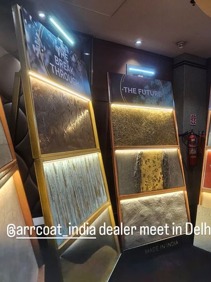 Our display at the Arrcoat India dealer meet in Delhi. We are proud to be at the forefront, showcasing the latest breakthroughs in textured wall finishes.