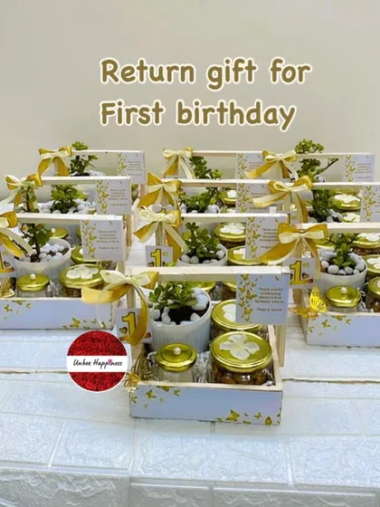 A wide shot of the beautiful butterfly-themed return gifts, showing my capability to handle large, elegant orders.