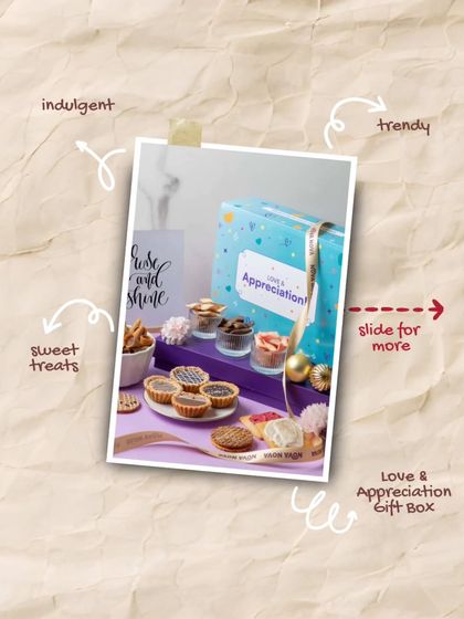 The Love & Appreciation Gift Box is a trendy and indulgent choice for Mother's Day. It features an assortment of sweet tarts and treats in a beautiful blue box.