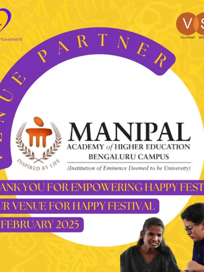 We are so grateful to Manipal Academy of Higher Education for being our venue partner for the Happy Festival 2025. Strong partnerships help us create bigger and better events for our community.