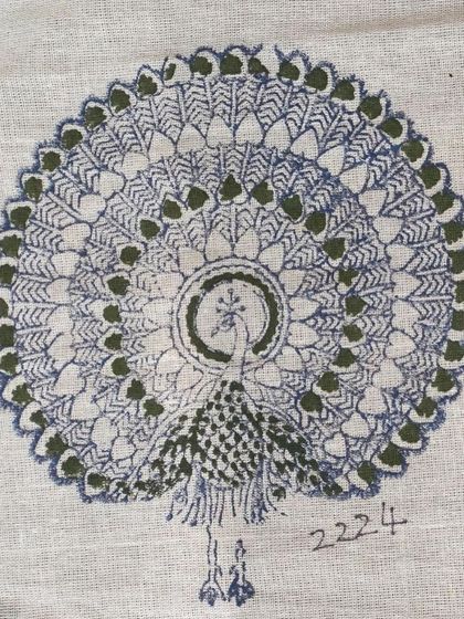 The peacock motif is celebrated throughout our vintage archive. As Bangalore revels in the monsoon, we celebrate this beautiful bird, which has been depicted in hundreds of styles on our blocks over the decades.