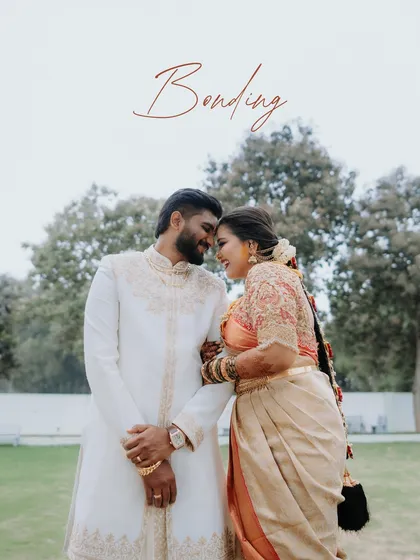 A joyful, candid moment between the couple outdoors. Their smiles and natural interaction are what we strive to capture, telling the story of their bonding and happiness.