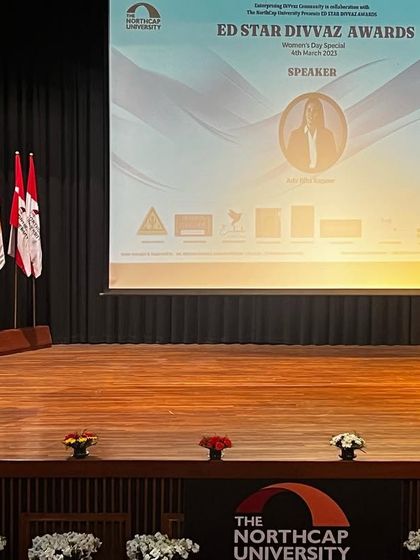 A wide shot of the auditorium during my speech at the ED Star Divvaz Awards held at The Northcap University.