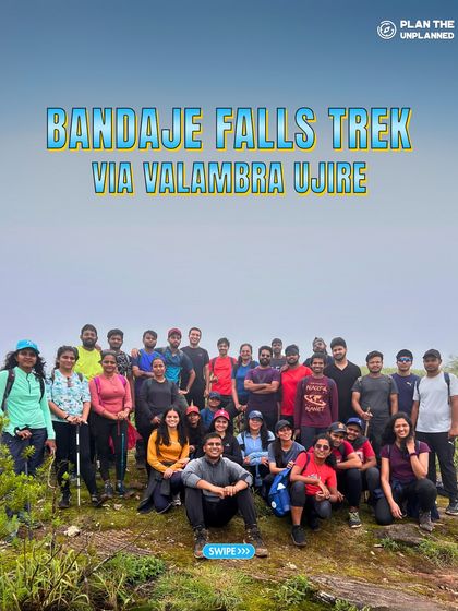 The poster for our Bandaje Falls trek via Valambra, Ujire, inviting you to join the adventure.