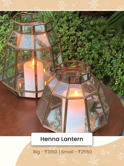 My Henna lanterns are perfect for adding a warm glow to any room. The intricate glass and metal work casts beautiful shadows, creating a cozy and inviting atmosphere.