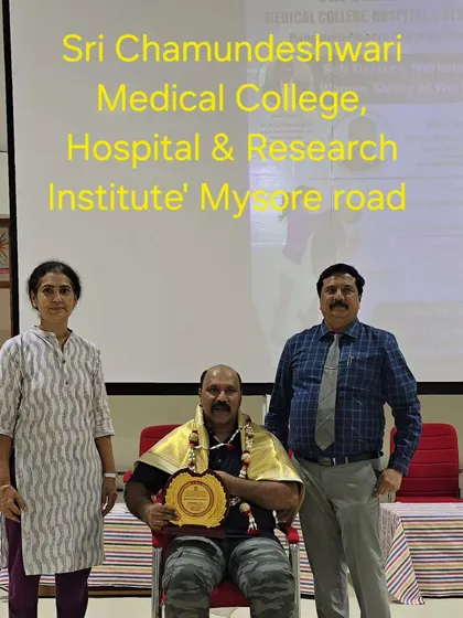 Honored at the Sri Chamundeshwari Medical College after conducting a self-defense workshop for their students and staff in 2024.