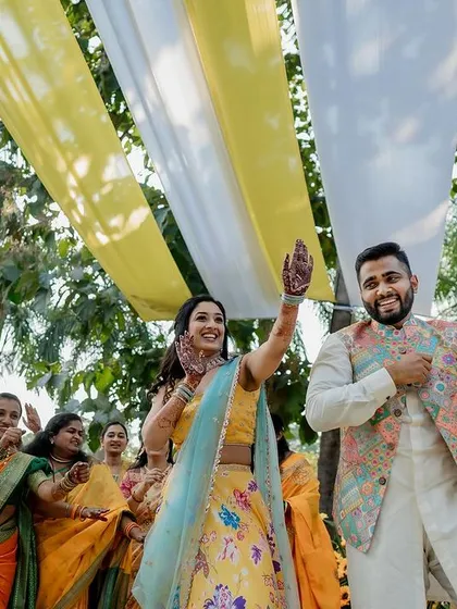 Another joyful dance shot from the Haldi entrance, showcasing the fun and festive atmosphere I aim to create.
