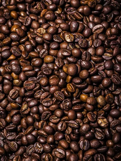 A wider shot of a bed of coffee beans. This type of image makes a great background or texture for branding materials.
