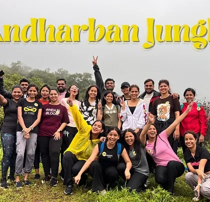 A happy and energetic group photo from our Andharban Jungle trek in Maharashtra.