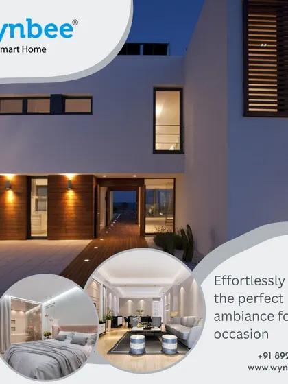 I design systems that allow you to effortlessly create the perfect ambiance for any occasion. This graphic shows how my solutions can enhance both the interior and exterior of a modern home.