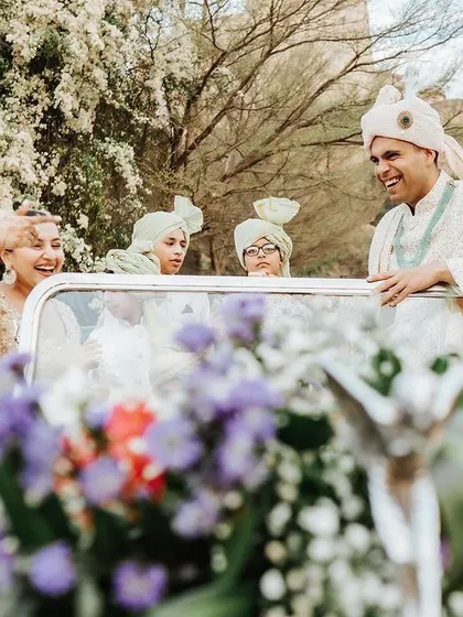 The groom's arrival, or Baraat, should be full of energy and style. I arrange for classic cars and ensure the procession is a joyous celebration with family and friends.