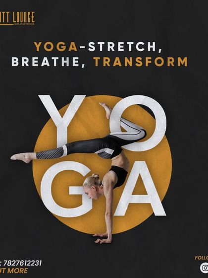 Yoga: Stretch, Breathe, Transform. A visually striking graphic that captures the beauty and power of a yoga practice.