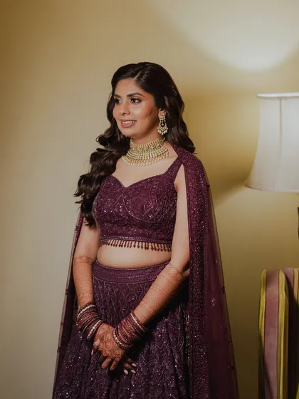 Kajol's Sangeet makeup from another angle, showing how the look is balanced and beautiful from all sides.