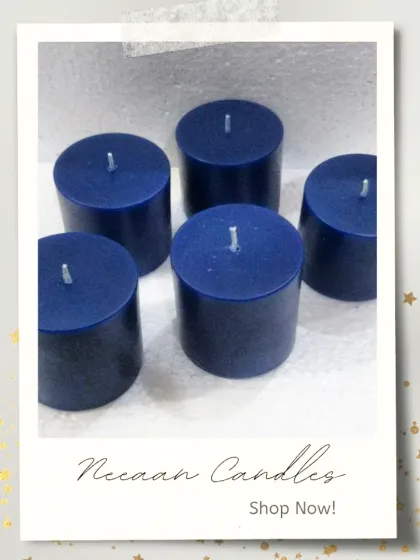 Midnight magic in every flicker. Our deep navy votive candles are here to elevate your space with a calm, classy, and enchanting glow.