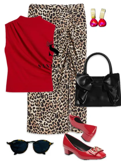 Let's get fierce! I'm obsessed with pairing a statement leopard print skirt with a powerful red top. This look shows how my personal shopping guidance can help you confidently mix bold prints and colors for a head-turning outfit.