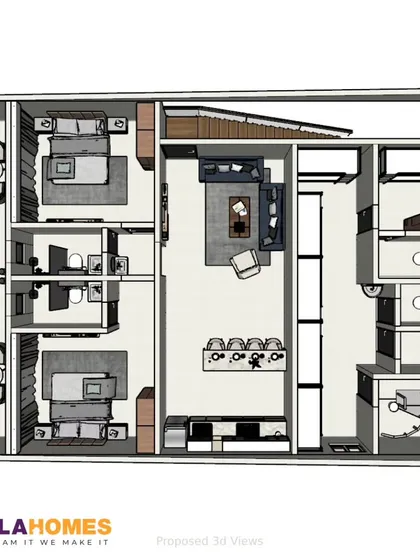 Before any construction begins, we map out the entire project with detailed 3D floor plans. This top-down view of the Alibaug resort layout shows the strategic placement of rooms, amenities, and open spaces to optimize flow and guest experience.