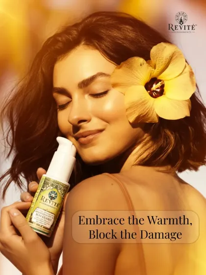 I believe suncare should be a joyful ritual, not a chore. This is my Sun Guard sunscreen, designed to give you powerful protection so you can embrace the warmth of the sun without worrying about skin damage. It feels light, nourishing, and leaves your skin with a radiant glow.