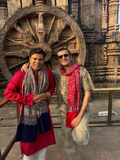 With Sonu Nigam ji at Konark. Accompanying this great soul on a pilgrimage to the Jagannath temple was a magical, full-circle moment for me.