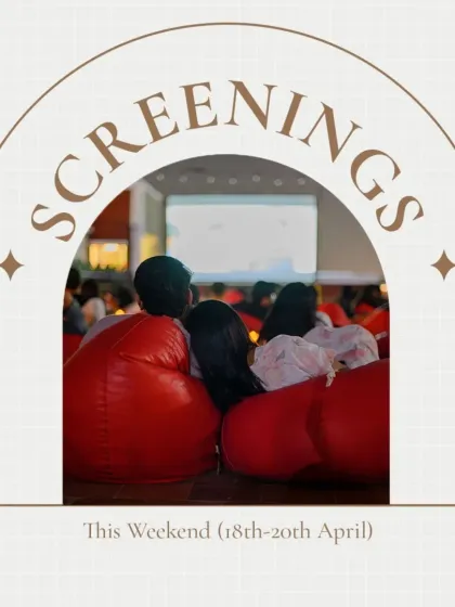 Our weekend screening poster, inviting you to find your city and join us for a movie.