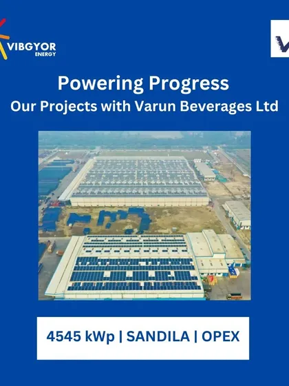 The 4545 kWp OPEX project in Sandila for Varun Beverages Ltd. Our large-scale rooftop installations are critical to helping our partners reduce their carbon footprint and operational costs.