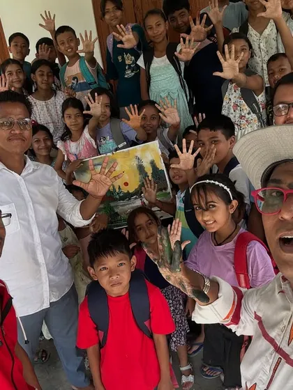 This is the best part of my job. A happy selfie with my lovely students and their parents after a fantastic workshop at Gogamukh College Auditorium in Dhemaji. The energy and excitement here is why I love teaching art.