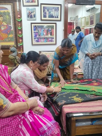 Interacting with students from the SKV School of Design during their marketing visit. It is important for them to see and understand the work of small, handmade enterprises.