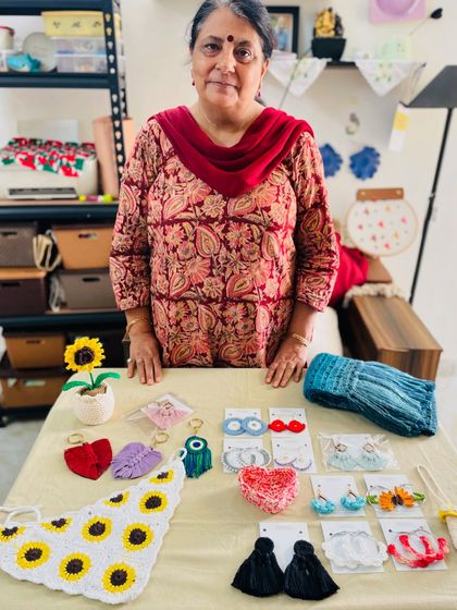 Here I am with a table full of handmade goodies for an order. Many of my old students still keep in touch and order from me, which makes me so proud. I was more than a teacher to them, and now they are a part of my new journey.