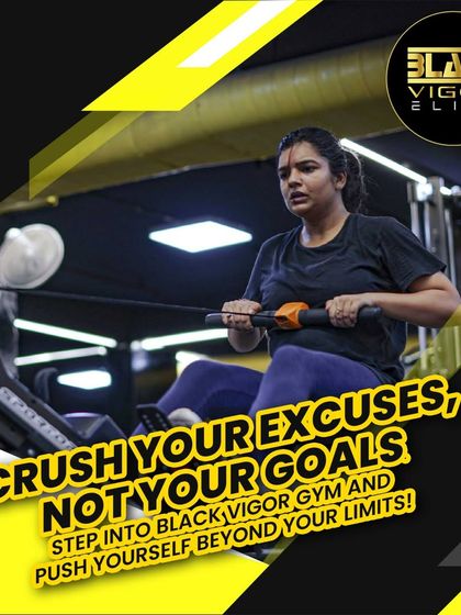 Crush your excuses, not your goals. Step into our gym and push yourself beyond your limits, just like this member on the rowing machine.