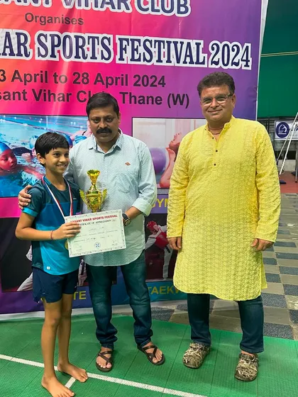 Boys U-11 winner Aryan Phansalkar celebrating his victory.