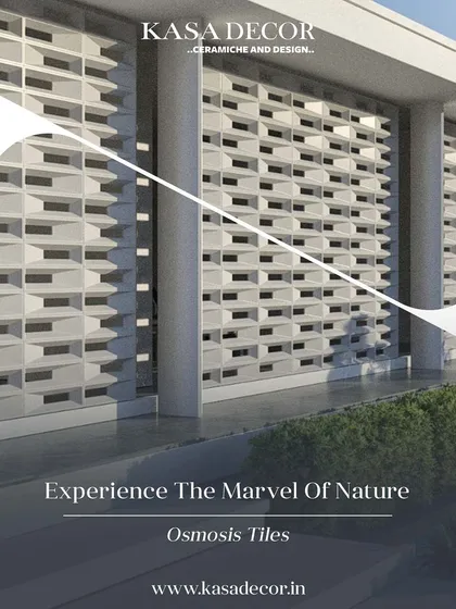 Another exterior application of our 'Osmosis' tiles, showcasing their ability to create a visually striking and modern facade that interacts with the natural environment.
