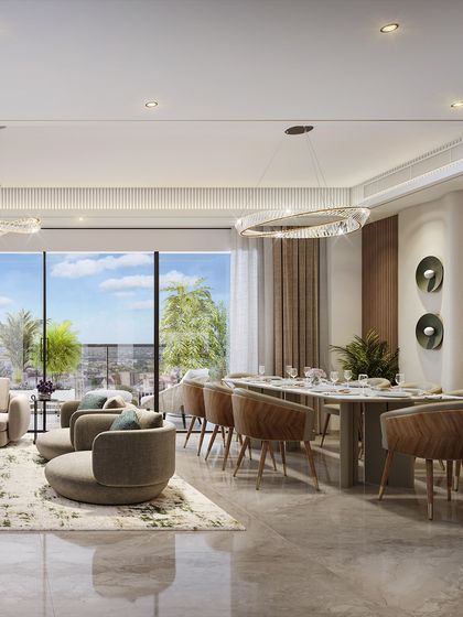 The dining and living spaces at Dualis are designed as a cohesive whole, perfect for both family life and entertaining. The wraparound balconies and floor-to-ceiling windows ensure the home feels bright, airy, and constantly connected to the surrounding cityscape.