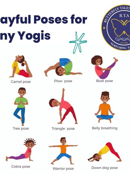 A visual guide to playful yoga poses for our tiny yogis. We make yoga fun and accessible with poses like the camel, boat, and warrior pose.