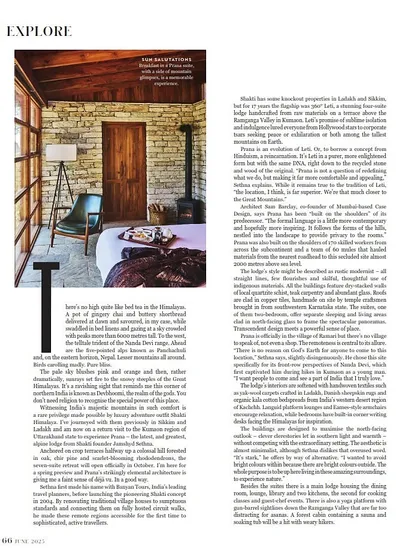 This bedroom at Shakti Prana was designed to be a sanctuary. The walls are built from stone sourced from the site itself, and the large windows allow guests to feel fully immersed in the Himalayan landscape from the moment they wake up.