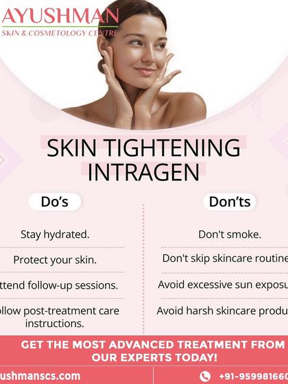 My Intragen skin tightening treatment is a non-invasive way to achieve a firmer complexion. This graphic outlines the simple dos and don'ts for optimal results, such as staying hydrated and protecting your skin.
