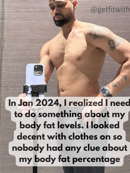 My "before" state in January 2024, where I realized I needed to address my body fat levels despite looking decent in clothes.