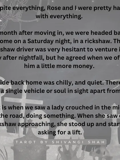 A story of a couple living in Aarey Colony who are chased by a woman with inhuman speed and black eyes, believed to be a witch.