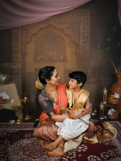 A loving gaze between mother and son. The connection and emotion are the true focus of this beautiful, themed portrait.
