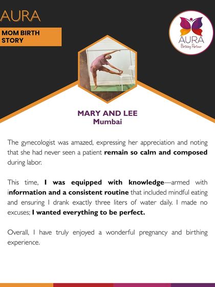 Mary's gynecologist was amazed at how calm and composed she remained during labor. She credits her consistent routine, mindful eating, and the knowledge she gained for a perfect pregnancy and birth.