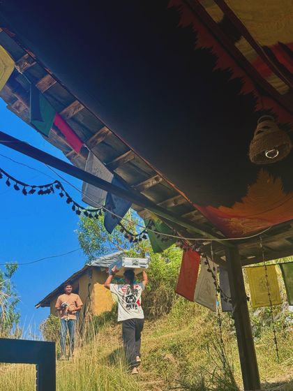 The hustle behind the music. Carrying my own gear up the hills of Bir for Freedom Fest shows the dedication it takes to create magic in unique locations.