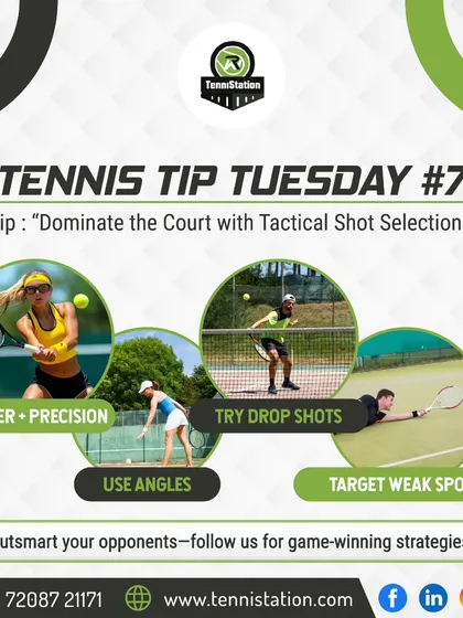 Tennis Tip Tuesday: Dominate the court with tactical shot selection. We train players to combine power with precision, use angles, try drop shots, and target their opponent's weak spots.