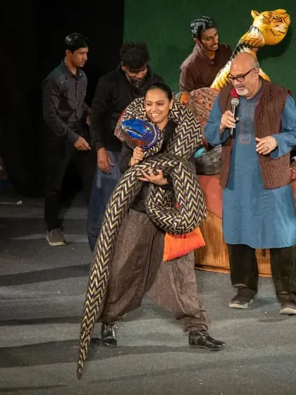 The stage becomes a playground for imagination and storytelling. The cast of 'Be Yourself' interacts with the audience, breaking the fourth wall and sharing the joy of puppetry up close.